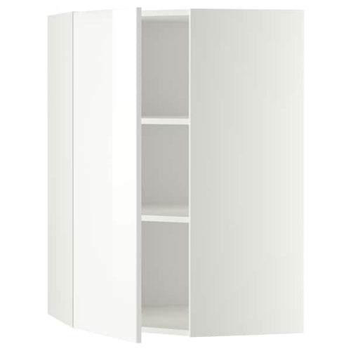 METOD - Corner wall cabinet with shelves, white/Ringhult white, 68x100 cm