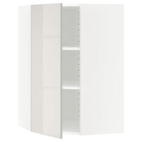 METOD - Corner wall cabinet with shelves, white/Ringhult light grey, 68x100 cm - best price from Maltashopper.com 89142242