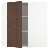 METOD - Corner wall cabinet with shelves, white/Sinarp brown , 68x80 cm - best price from Maltashopper.com 29404519