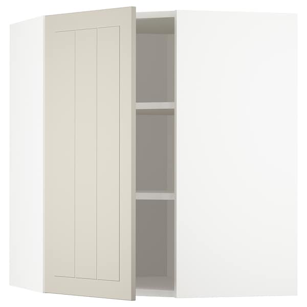 Ikea METOD - Corner wall cabinet with shelves, white/Stensund beige, 68x80 cm