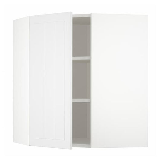 METOD - Corner wall cabinet with shelves, white/Stensund white, 68x80 cm - best price from Maltashopper.com 89409199