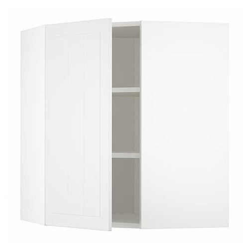 METOD - Corner wall cabinet with shelves, white/Stensund white, 68x80 cm