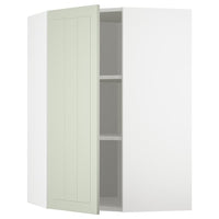 METOD corner wall cabinet with shelves, white/Stensund light green, 68x100 cm