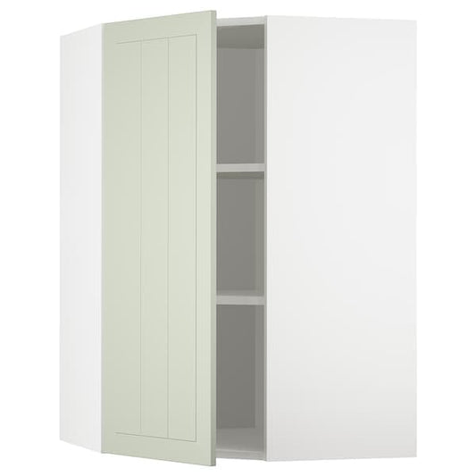 Ikea METOD - Corner wall cabinet with shelves, white/Stensund light green, 68x100 cm