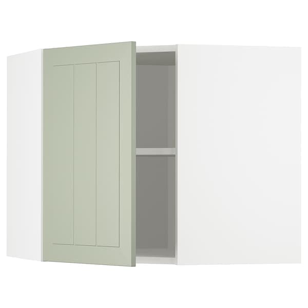 METOD - Corner wall cabinet with shelves, white/Stensund light green, 68x60 cm - best price from Maltashopper.com 49487146