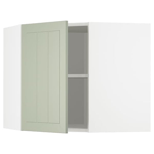 METOD - Corner wall cabinet with shelves, white/Stensund light green, 68x60 cm
