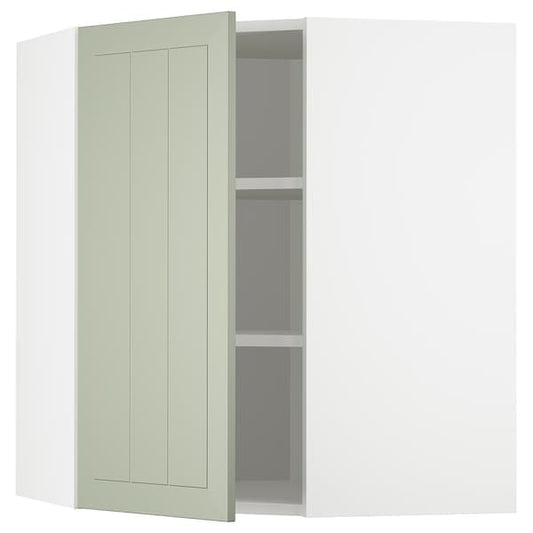 Ikea METOD - Corner wall cabinet with shelves, white/Stensund light green, 68x80 cm