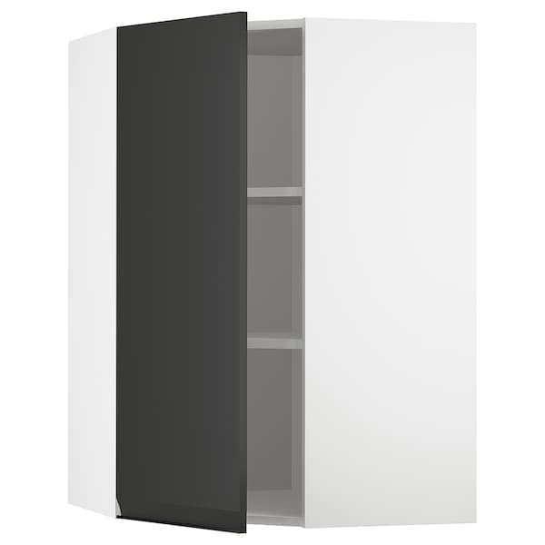 METOD - Corner wall cabinet with shelves, white/Upplöv matt anthracite, 68x100 cm - best price from Maltashopper.com 09493012
