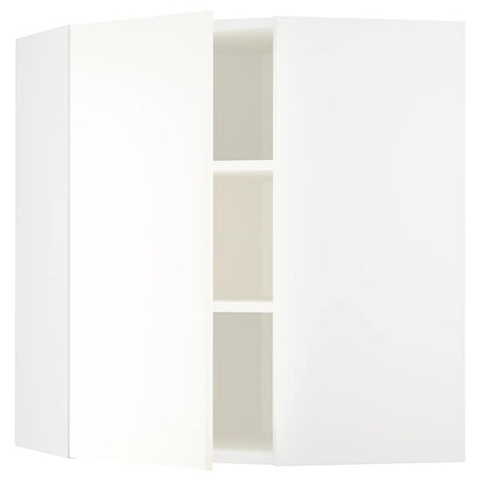Ikea METOD - Corner wall cabinet with shelves, white/Vallstena white, 68x80 cm
