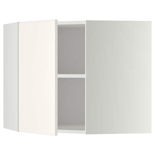 METOD - Corner wall cabinet with shelves, white/Veddinge white, 68x60 cm - best price from Maltashopper.com 09917921