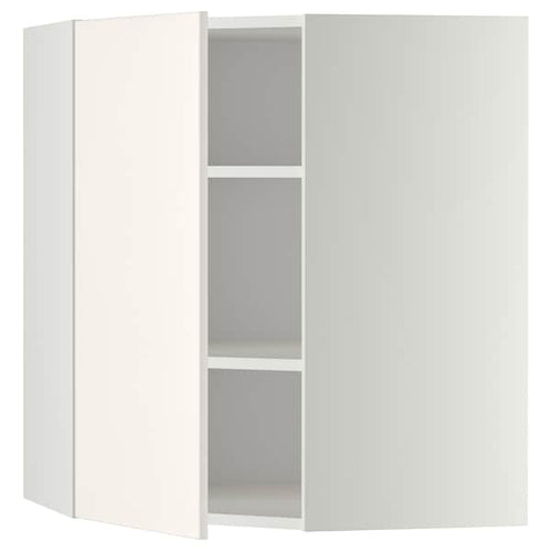 METOD - Corner wall cabinet with shelves, white/Veddinge white, 68x80 cm