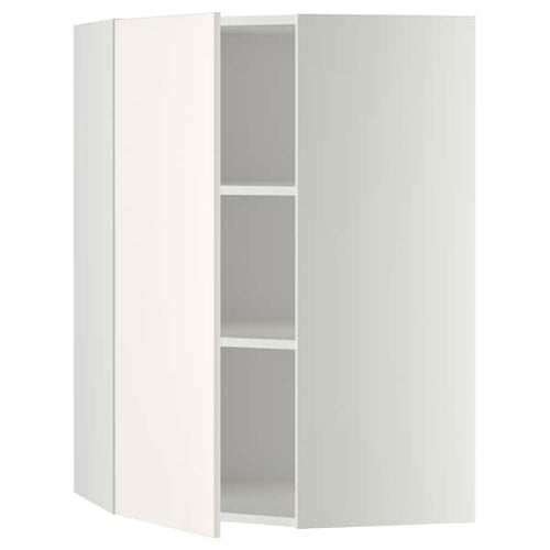 METOD corner wall cabinet with shelves, white/Veddinge white, 68x100 cm