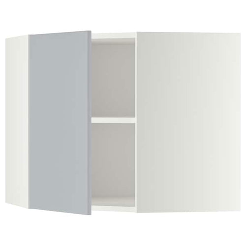 METOD - Corner wall cabinet with shelves, white/Veddinge grey, 68x60 cm