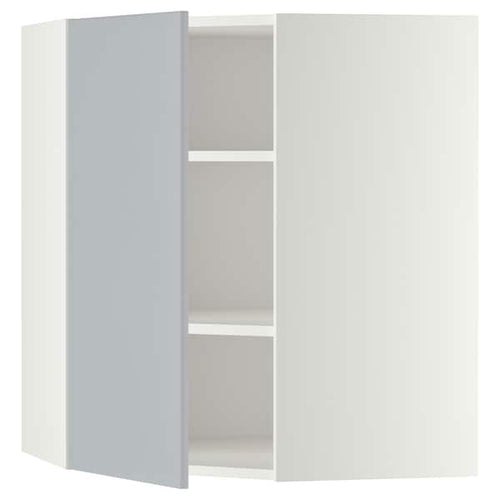 METOD - Corner wall cabinet with shelves, white/Veddinge grey, 68x80 cm