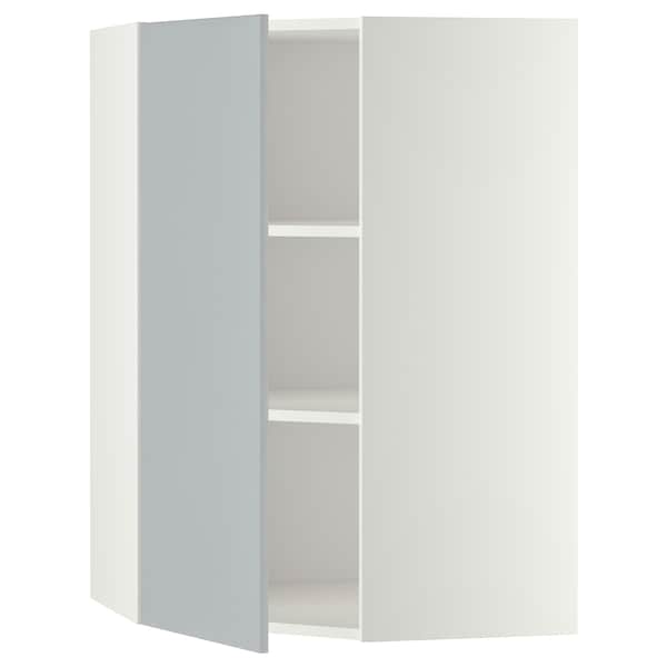 METOD - Corner wall cabinet with shelves, white/Veddinge grey, 68x100 cm - best price from Maltashopper.com 89917998