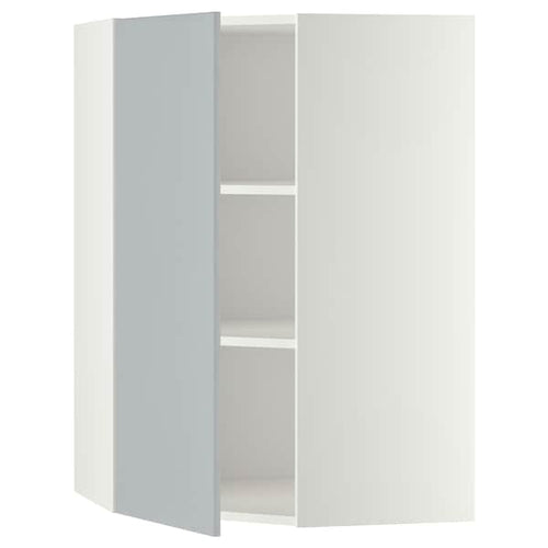 METOD - Corner wall cabinet with shelves, white/Veddinge grey, 68x100 cm