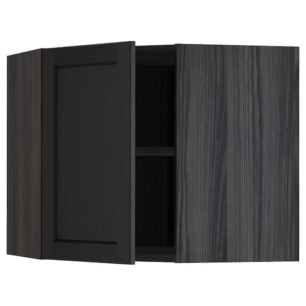 Ikea METOD - Corner wall cabinet with shelves, black/Lerhyttan black stained, 68x60 cm