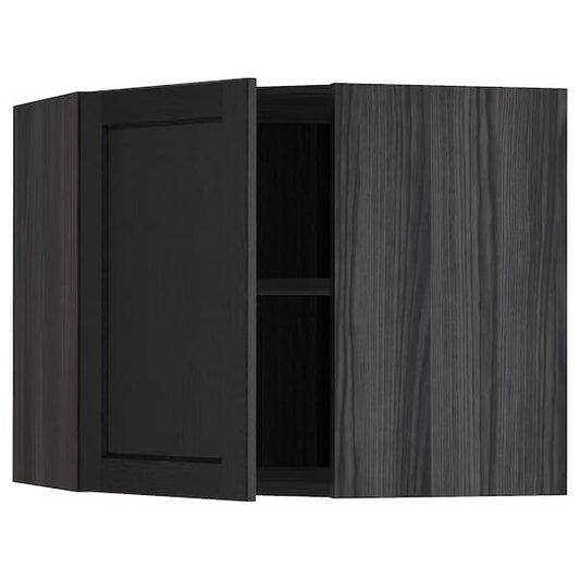 Ikea METOD - Corner wall cabinet with shelves, black/Lerhyttan black stained, 68x60 cm