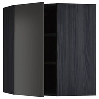 METOD - Corner wall cabinet with shelves, black/Nickebo matt anthracite, 68x80 cm - best price from Maltashopper.com 89497624