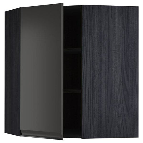 METOD - Corner wall cabinet with shelves, black/Upplöv matt anthracite, 68x80 cm
