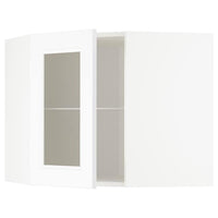 METOD - Corner wall cab w shelves/glass dr, white/Axstad matt white, 68x60 cm - best price from Maltashopper.com 49288415