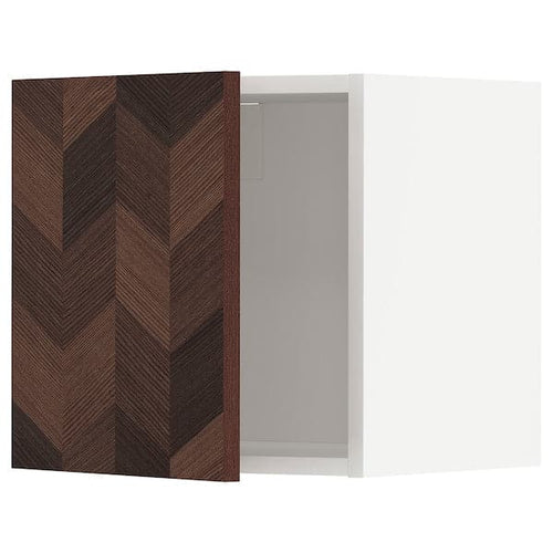 METOD - Wall cabinet, white Hasslarp/brown patterned , 40x40 cm