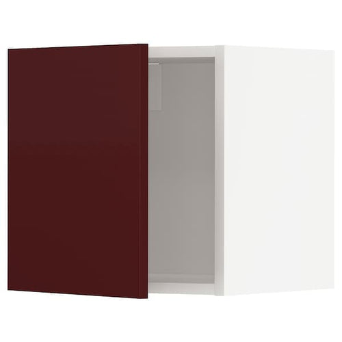 METOD - Wall cabinet, white Kallarp/high-gloss dark red-brown, 40x40 cm