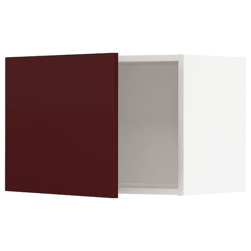 METOD - Wall cabinet, white Kallarp/high-gloss dark red-brown, 60x40 cm