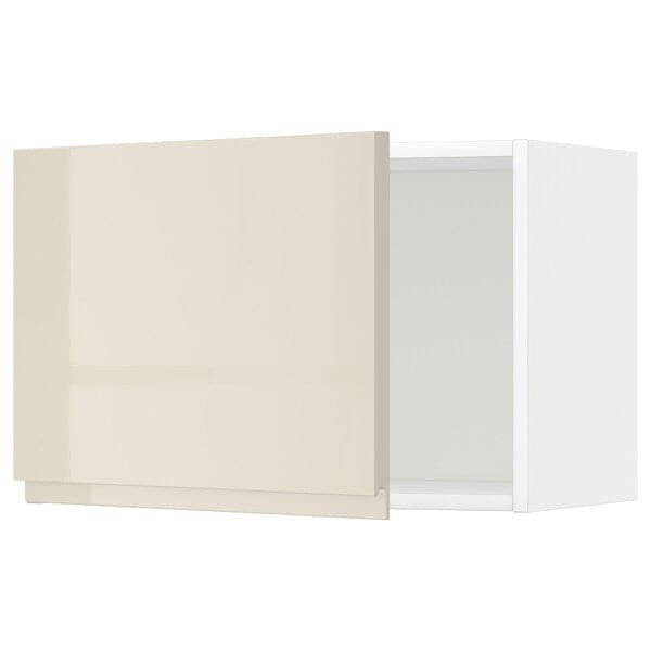 METOD - Wall cabinet, white/Voxtorp high-gloss light beige, 60x40 cm