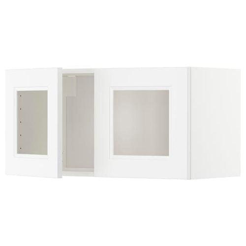 METOD - Wall cabinet with 2 glass doors, white/Axstad matt white, 80x40 cm
