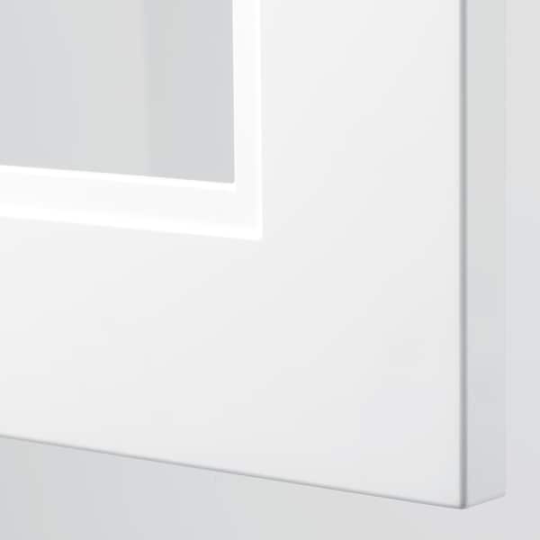 Ikea METOD - Wall cabinet with 2 glass doors, white/Axstad matt white, 80x40 cm