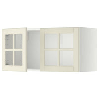 METOD wall cabinet with 2 glass doors, white/Bodbyn off-white, 80x40 cm