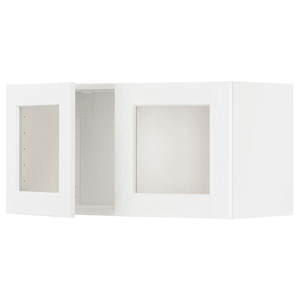 METOD - Wall cabinet with 2 glass doors, white Enköping/white wood effect, 80x40 cm - best price from Maltashopper.com 89473473