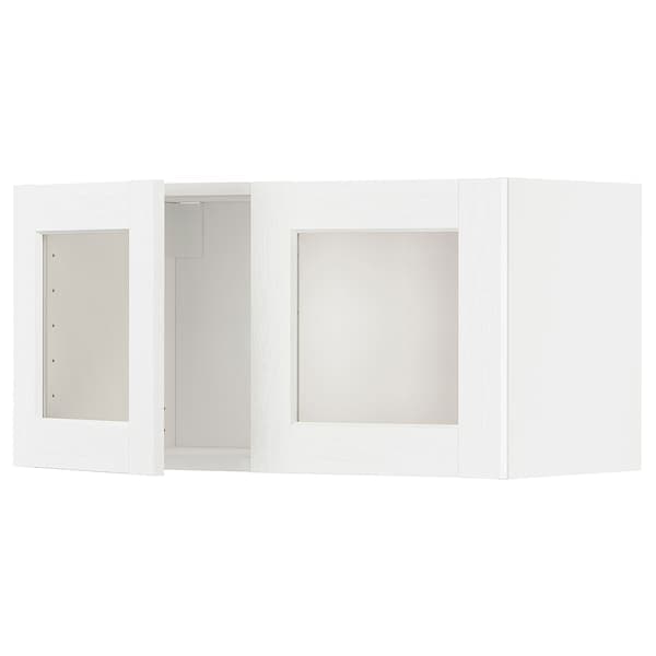 Ikea METOD - Wall cabinet with 2 glass doors, white Enköping/white wood effect, 80x40 cm