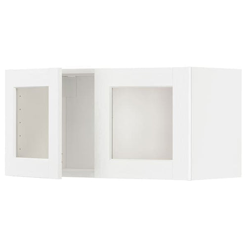 METOD - Wall cabinet with 2 glass doors, white Enköping/white wood effect, 80x40 cm