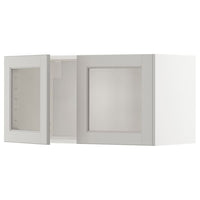 METOD - Wall cabinet with 2 glass doors, white/Lerhyttan light grey, 80x40 cm - best price from Maltashopper.com 89466707