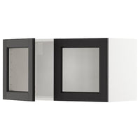 METOD - Wall cabinet with 2 glass doors, white/Lerhyttan black stained , 80x40 cm - best price from Maltashopper.com 79469103