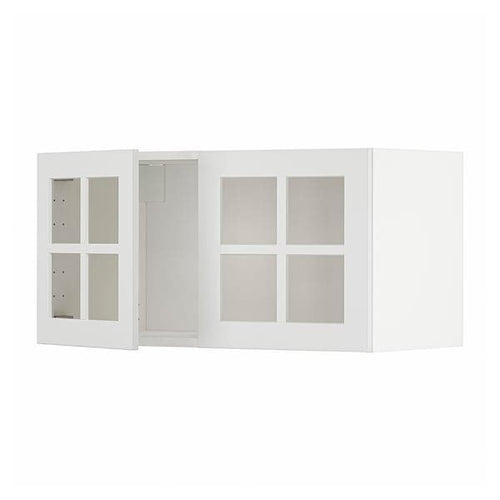 METOD - Wall cabinet with 2 glass doors, white/Stensund white, 80x40 cm