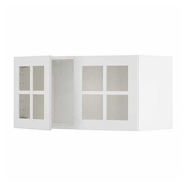 METOD - Wall cabinet with 2 glass doors, white/Stensund white, 80x40 cm