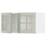 METOD wall cabinet with 2 glass doors, white/Stensund light green, 80x40 cm