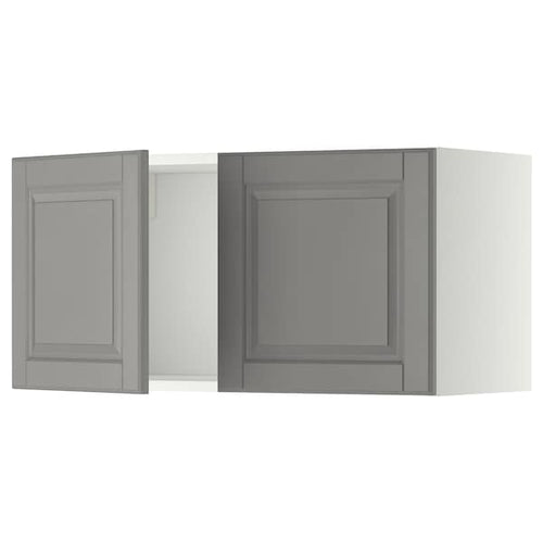 METOD - Wall cabinet with 2 doors, white/Bodbyn grey, 80x40 cm