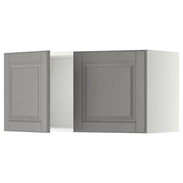 METOD - Wall cabinet with 2 doors, white/Bodbyn grey, 80x40 cm