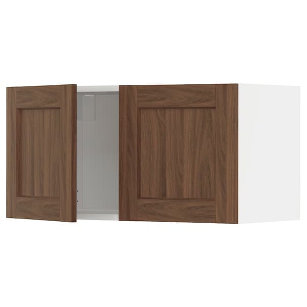 Ikea METOD - Wall cabinet with 2 doors, white Enköping/brown walnut effect, 80x40 cm