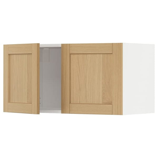 Ikea METOD - Wall cabinet with 2 doors, white/Forsbacka oak, 80x40 cm