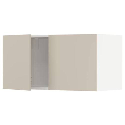 METOD - Wall cabinet with 2 doors, white/Havstorp beige, 80x40 cm