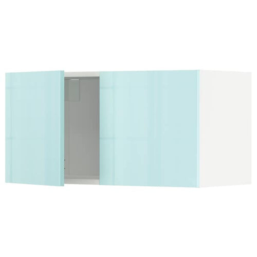 METOD - Wall cabinet with 2 doors, white Järsta/high-gloss light turquoise, 80x40 cm