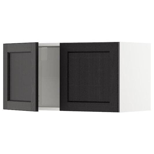 Ikea METOD - Wall cabinet with 2 doors, white/Lerhyttan black stained, 80x40 cm