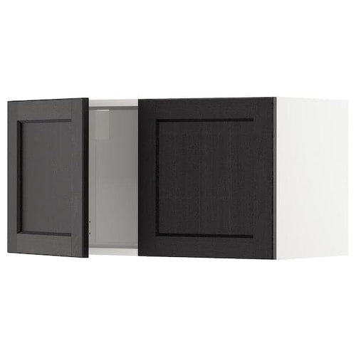 METOD - Wall cabinet with 2 doors, white/Lerhyttan black stained, 80x40 cm
