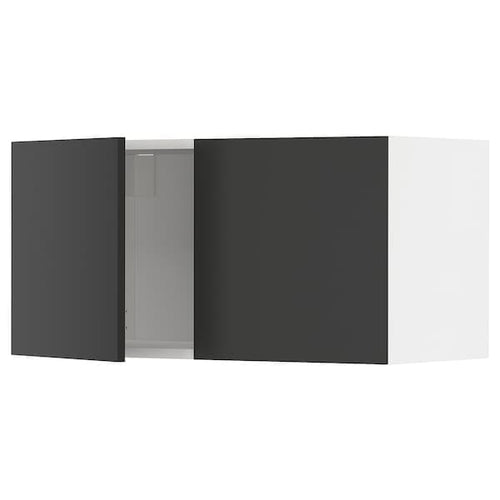 METOD - Wall cabinet with 2 doors, white/Nickebo matt anthracite, 80x40 cm