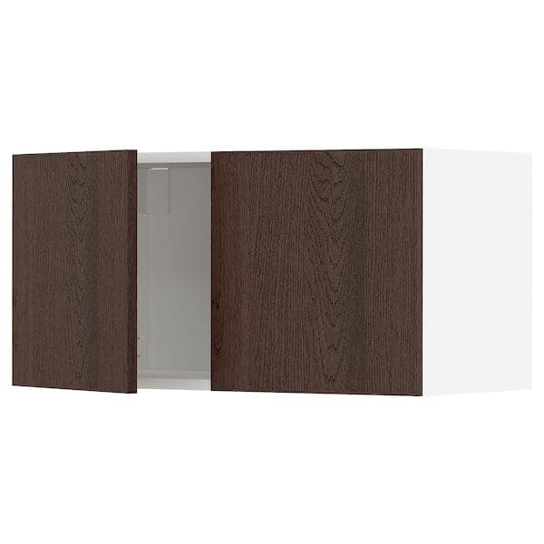 METOD - Wall cabinet with 2 doors, white/Sinarp brown, 80x40 cm - best price from Maltashopper.com 59461056